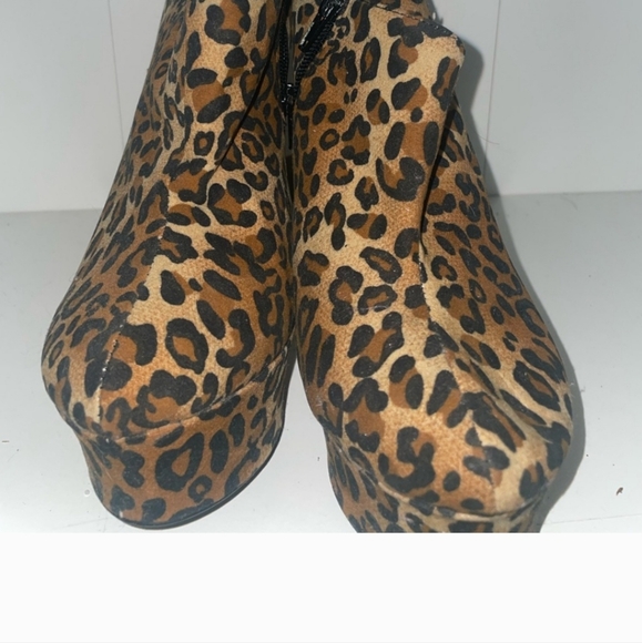 Leopard pattern heels chunky platform y2k booties mobster wife boots mafia wife - Picture 2 of 7